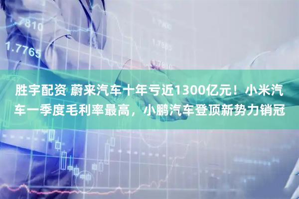 胜宇配资 蔚来汽车十年亏近1300亿元！小米汽车一季度毛利率最高，小鹏汽车登顶新势力销冠