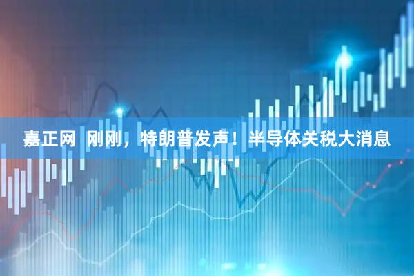 嘉正网  刚刚，特朗普发声！半导体关税大消息