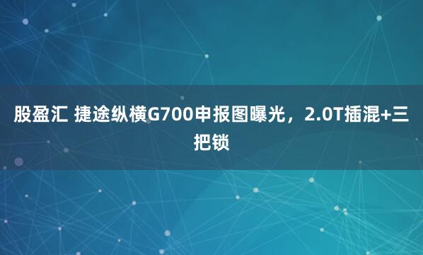 股盈汇 捷途纵横G700申报图曝光，2.0T插混+三把锁